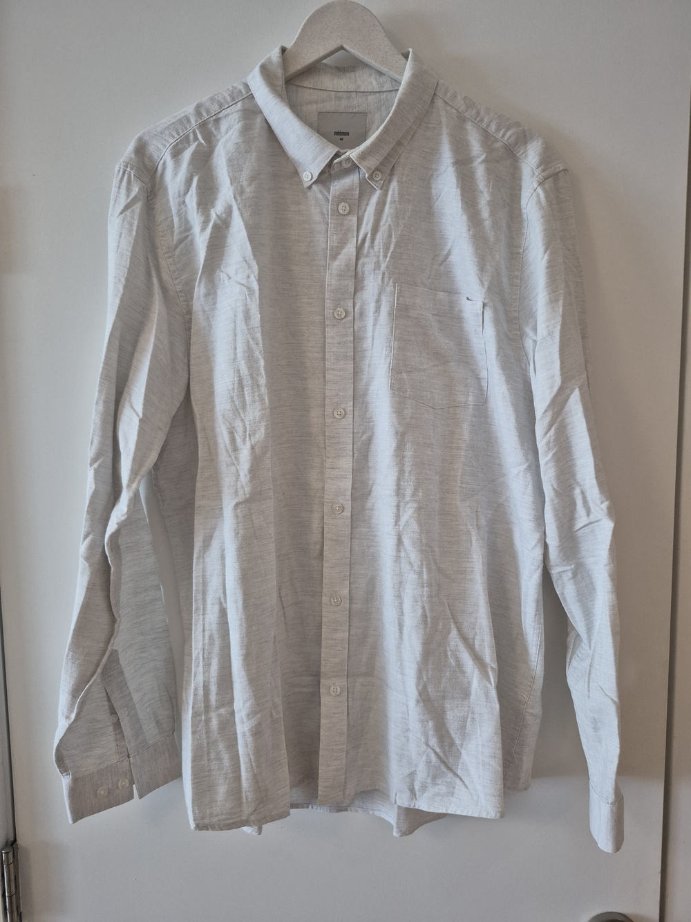 Minimum Men's Light Gray Button-Down Long Sleeve Shirt